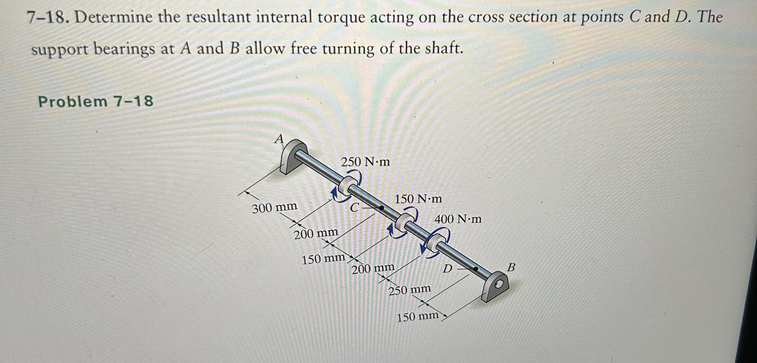 Determine the resultant internal torque acting on