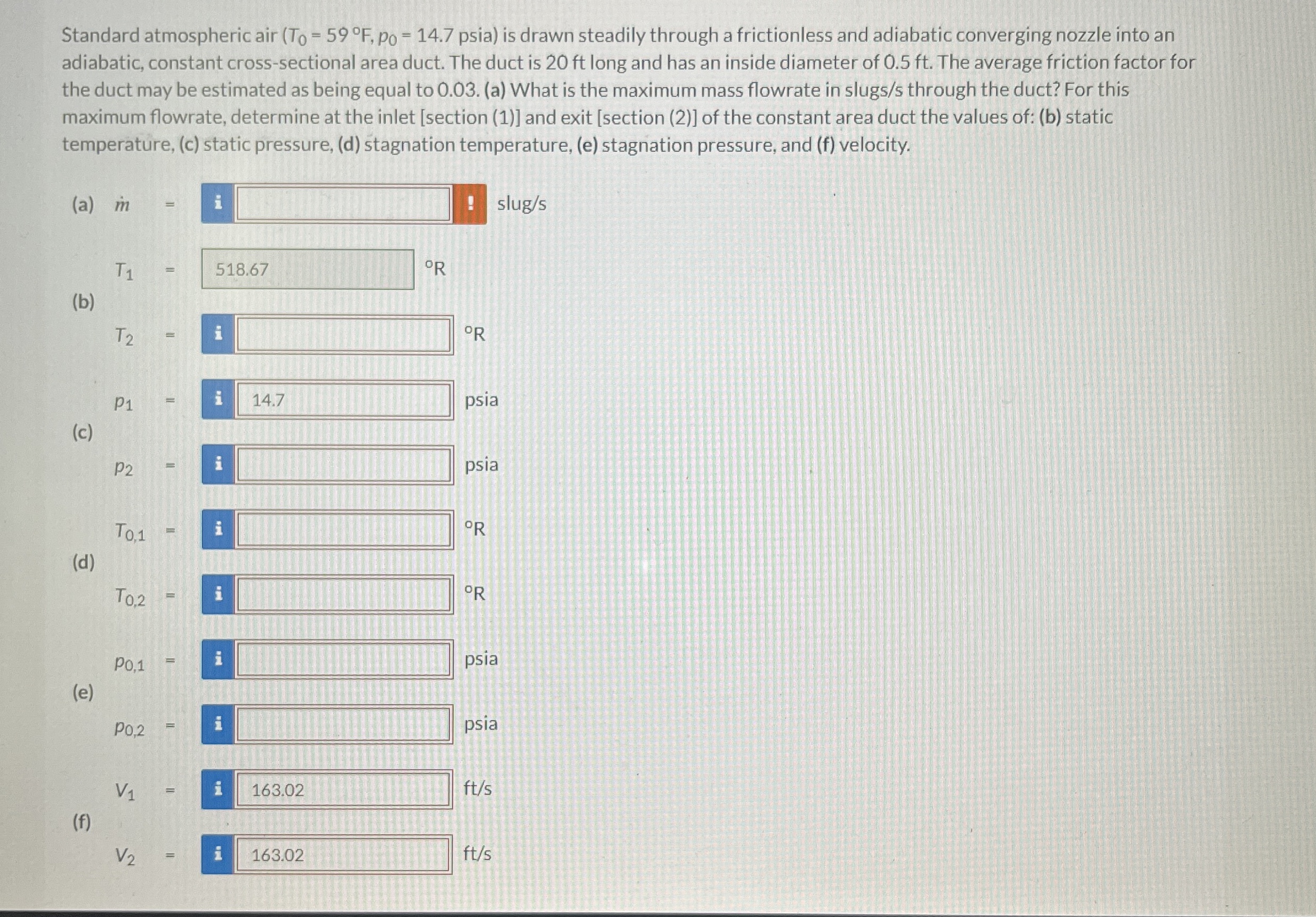 Standard atmospheric air ( ( : T 0 = 5 9 F , p 0