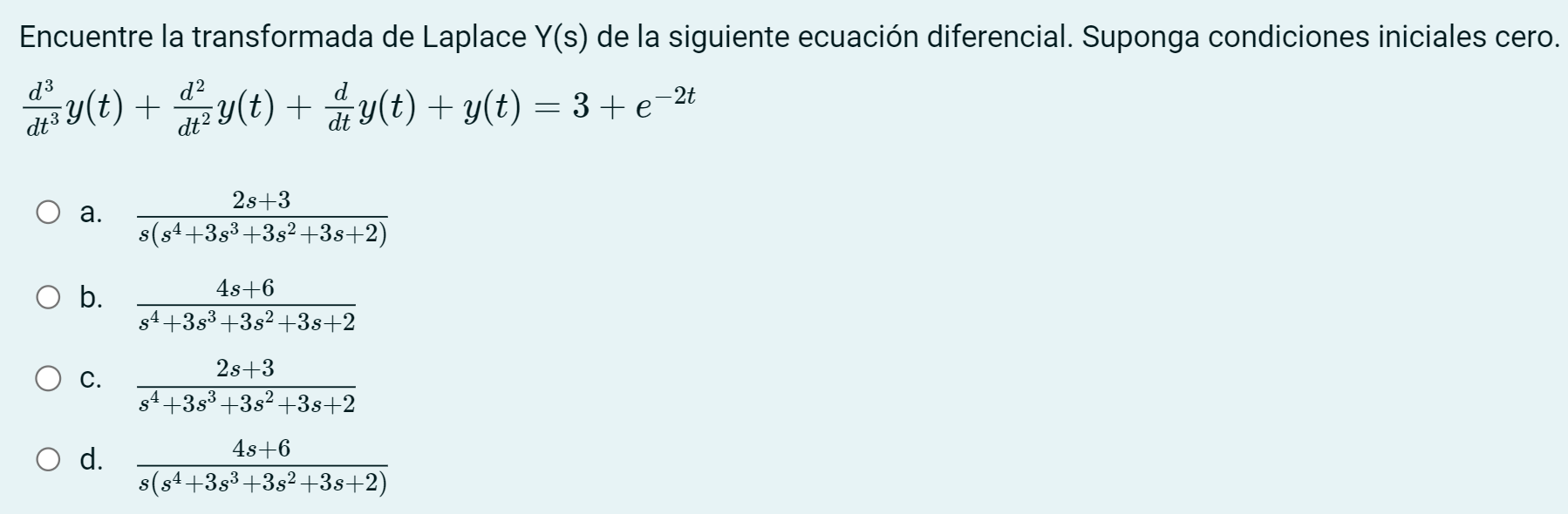 Find the Laplace transform Y ( s ) of the