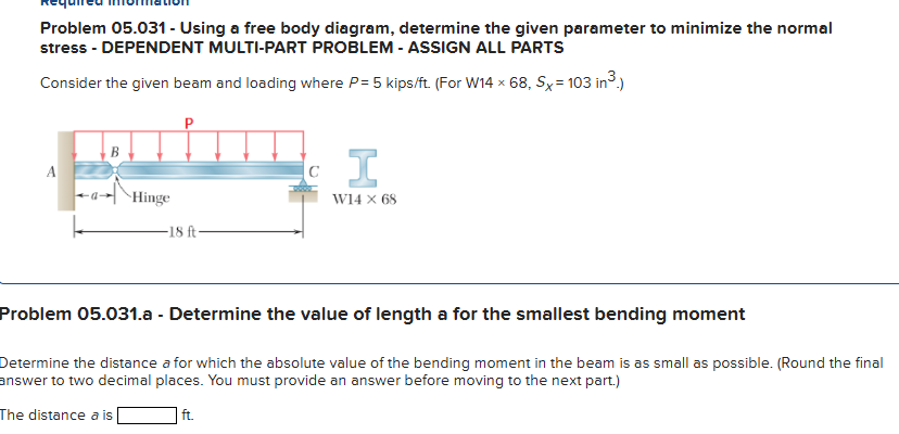 Problem 0 5 . 0 3 1 - Using a free body diagram,