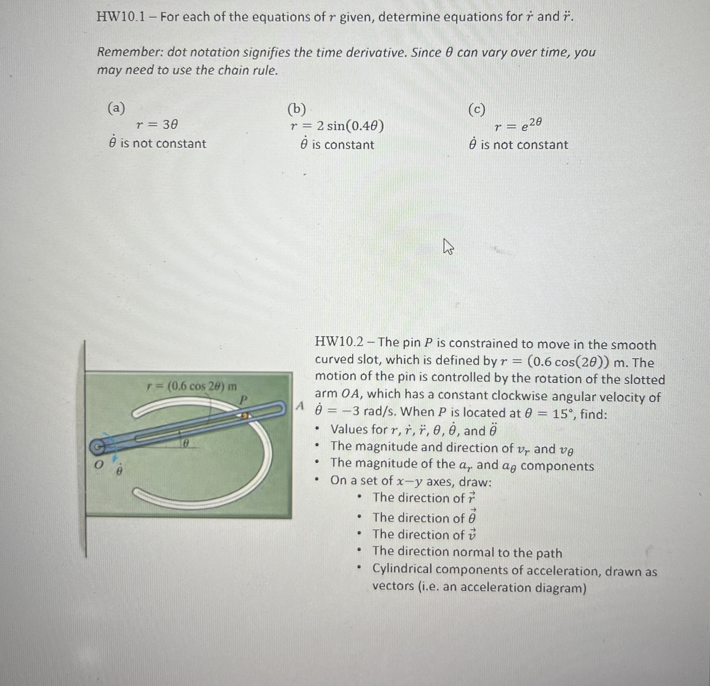 HW 1 0 . 1 - For each of the equations of r