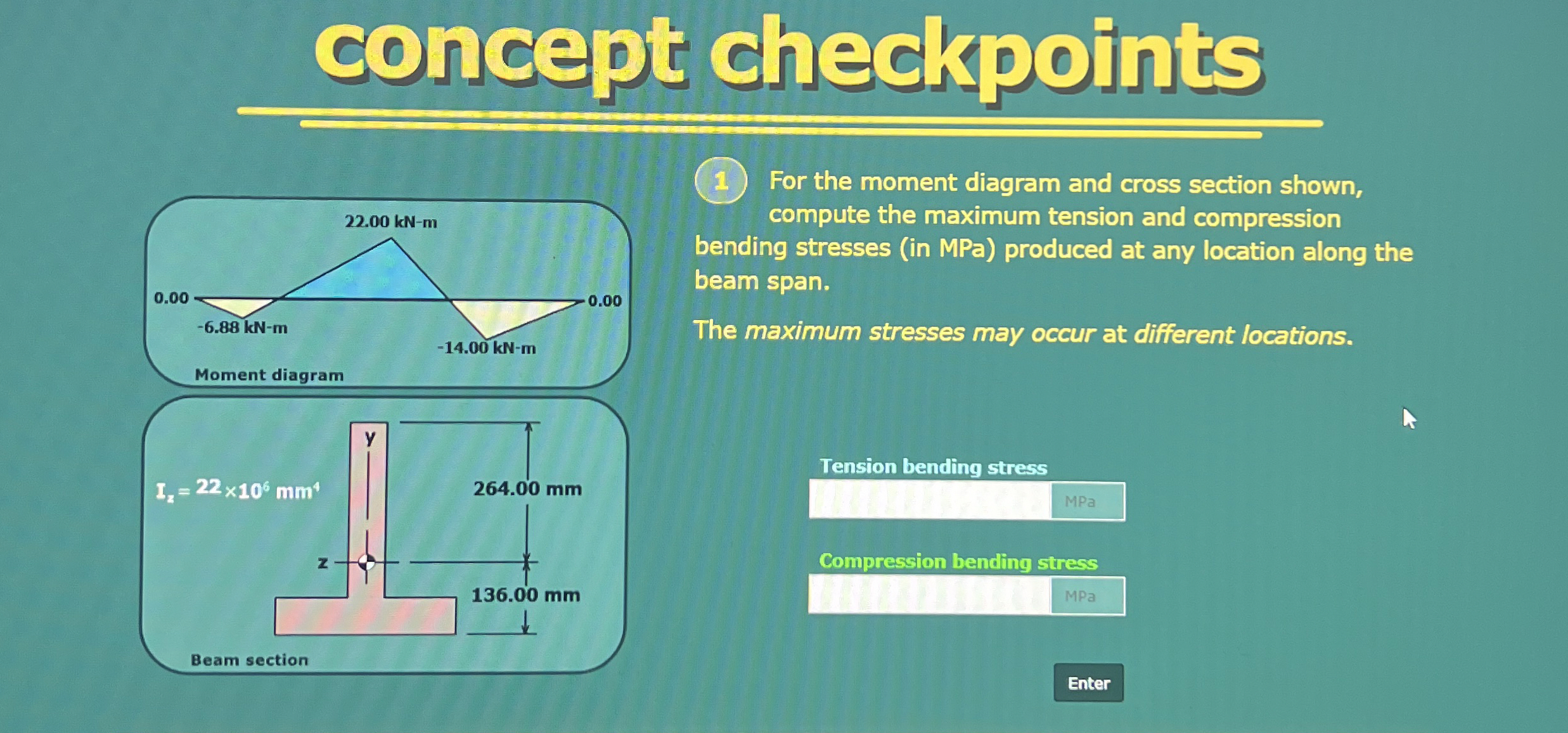 ( 1 ) For the moment diagram and cross section