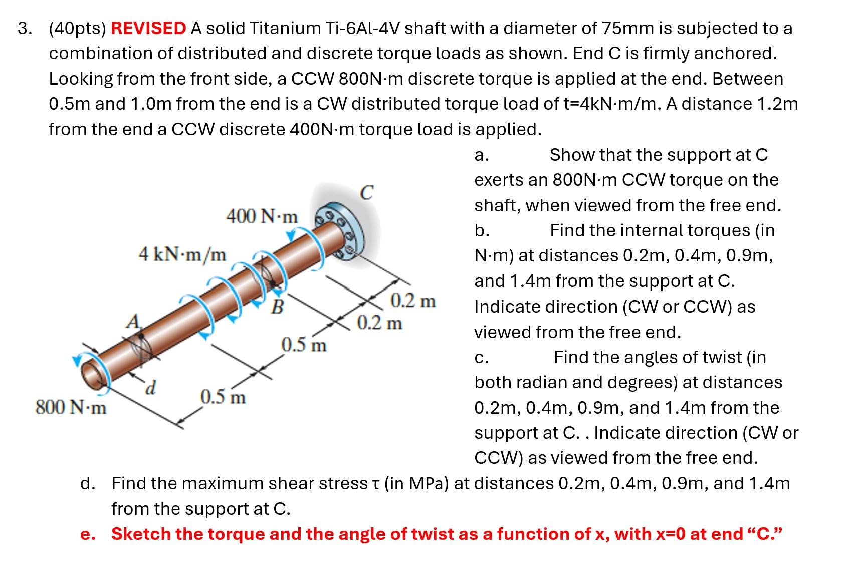 3 . ( 4 0 pts ) REVISED A solid Titanium Ti - 6