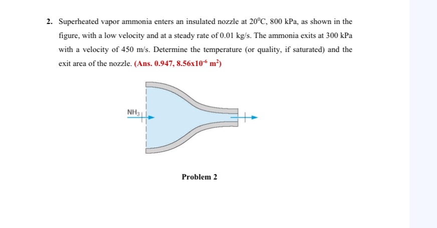 Superheated vapor ammonia enters an insulated