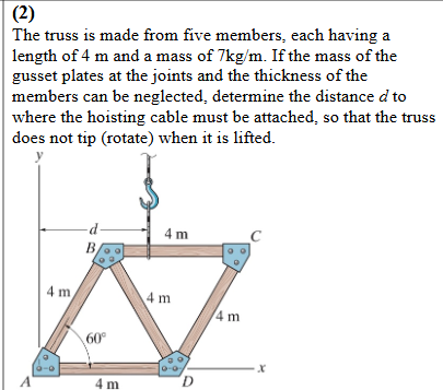 ( 2 ) The truss is made from five members, each
