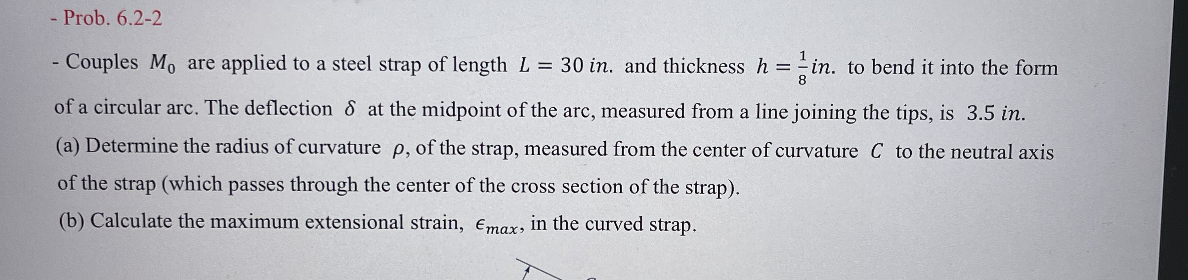 Prob. 6 . 2 - 2 Couples M 0 are applied to a