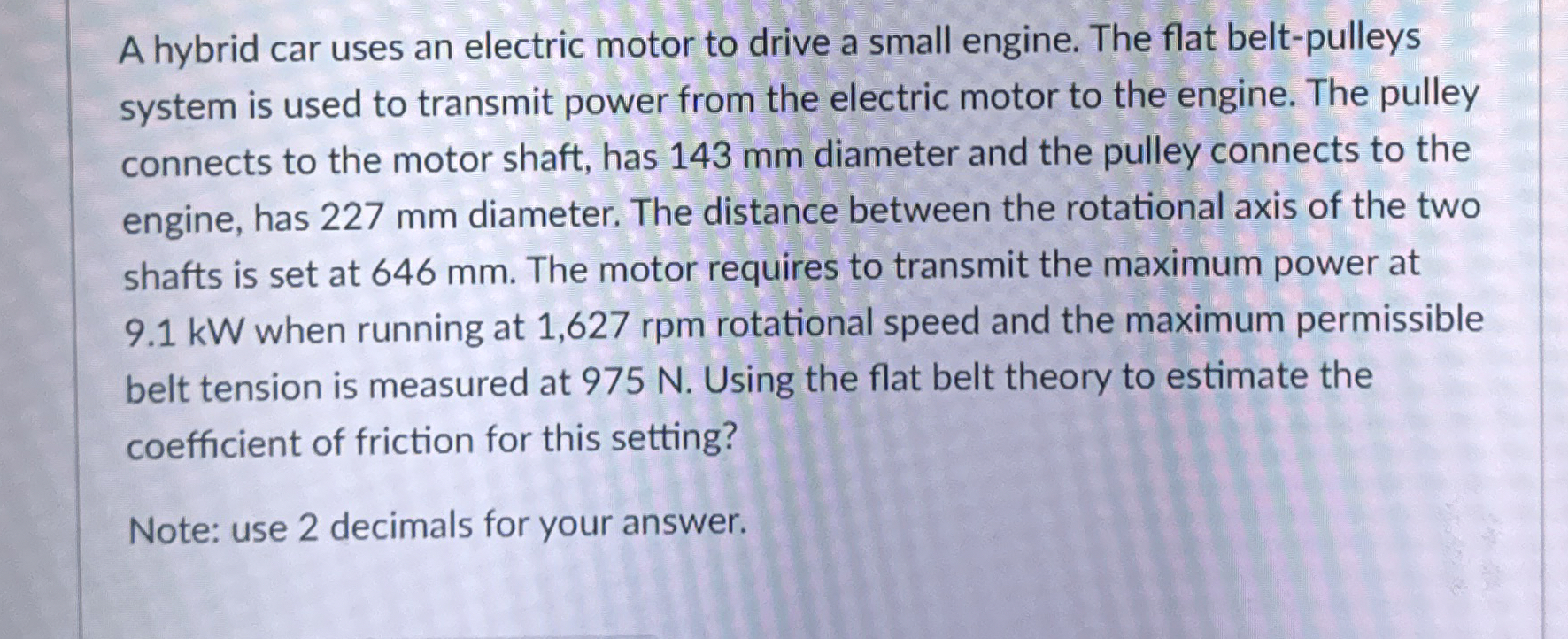 A hybrid car uses an electric motor to drive a