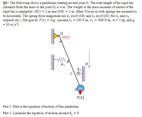 Q 1 - The following shows a pendulum rotating