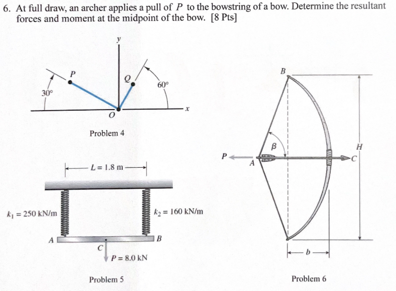 At full draw, an archer applies a pull of P to