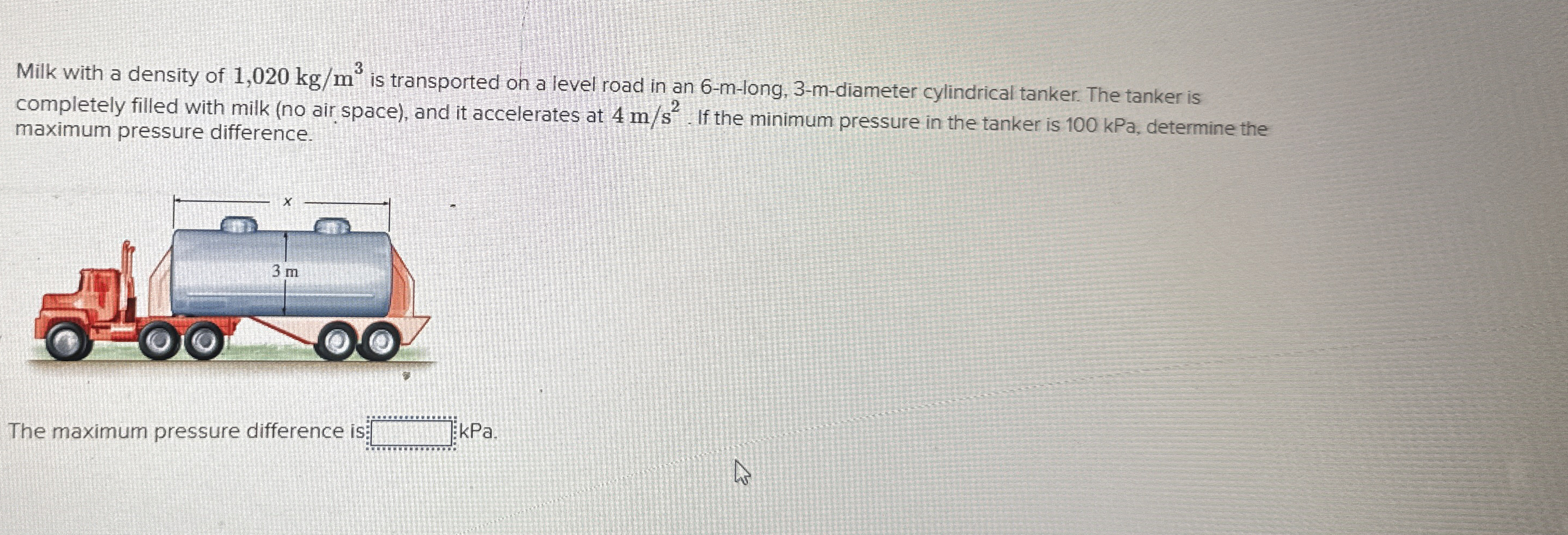 Milk with a density of 1 , 0 2 0 k g m 3 is