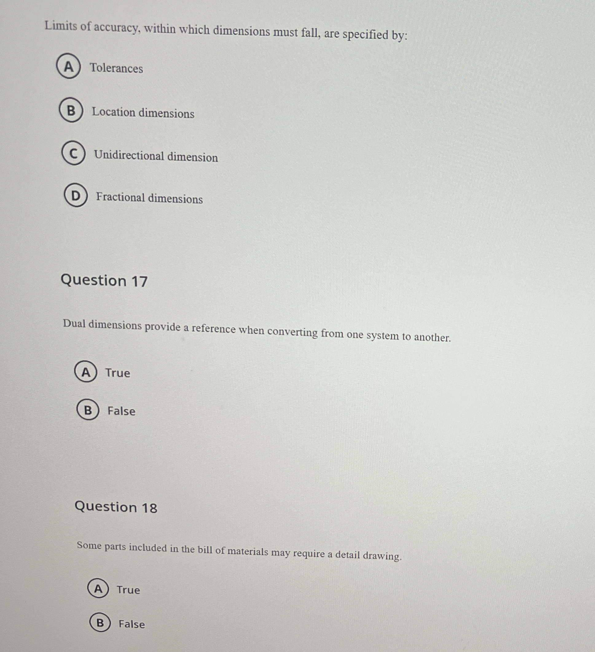 Limits of accuracy, within which dimensions must