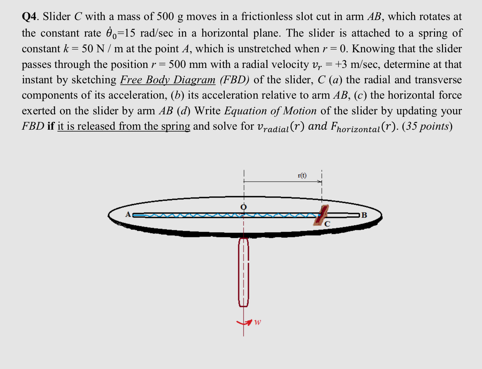 Q 4 . Slider C with a mass of 5 0 0 g moves in a