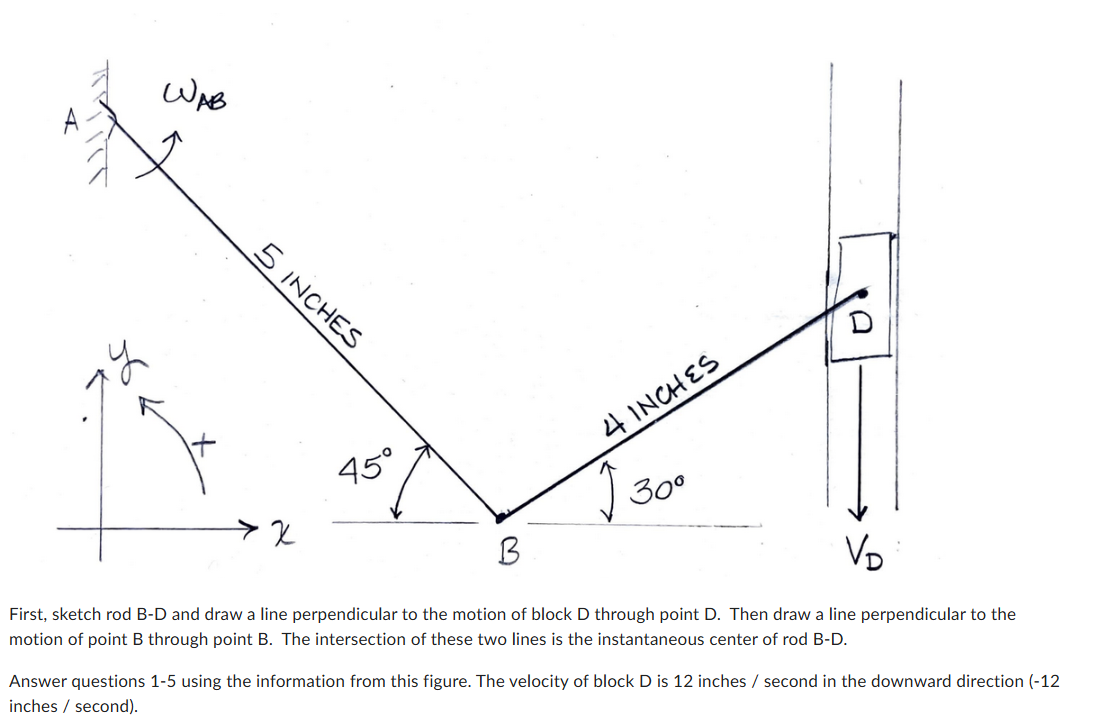 First, sketch rod B - D and draw a line