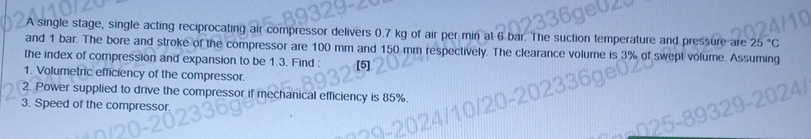 A single stage, single acting reciprocating air