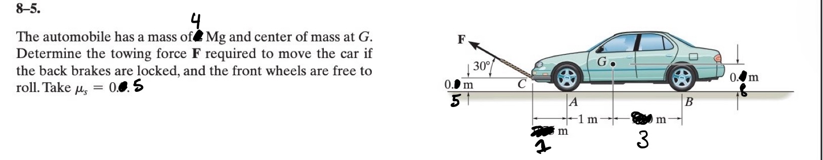 8 - 5 . 4 The automobile has a mass of Mg and