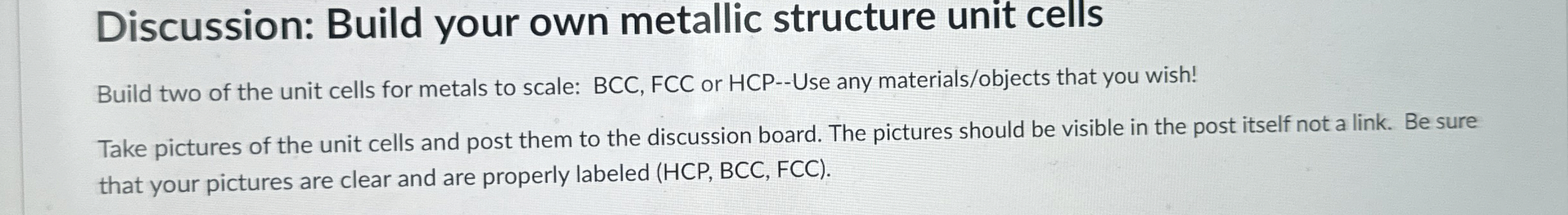 Discussion: Build your own metallic structure