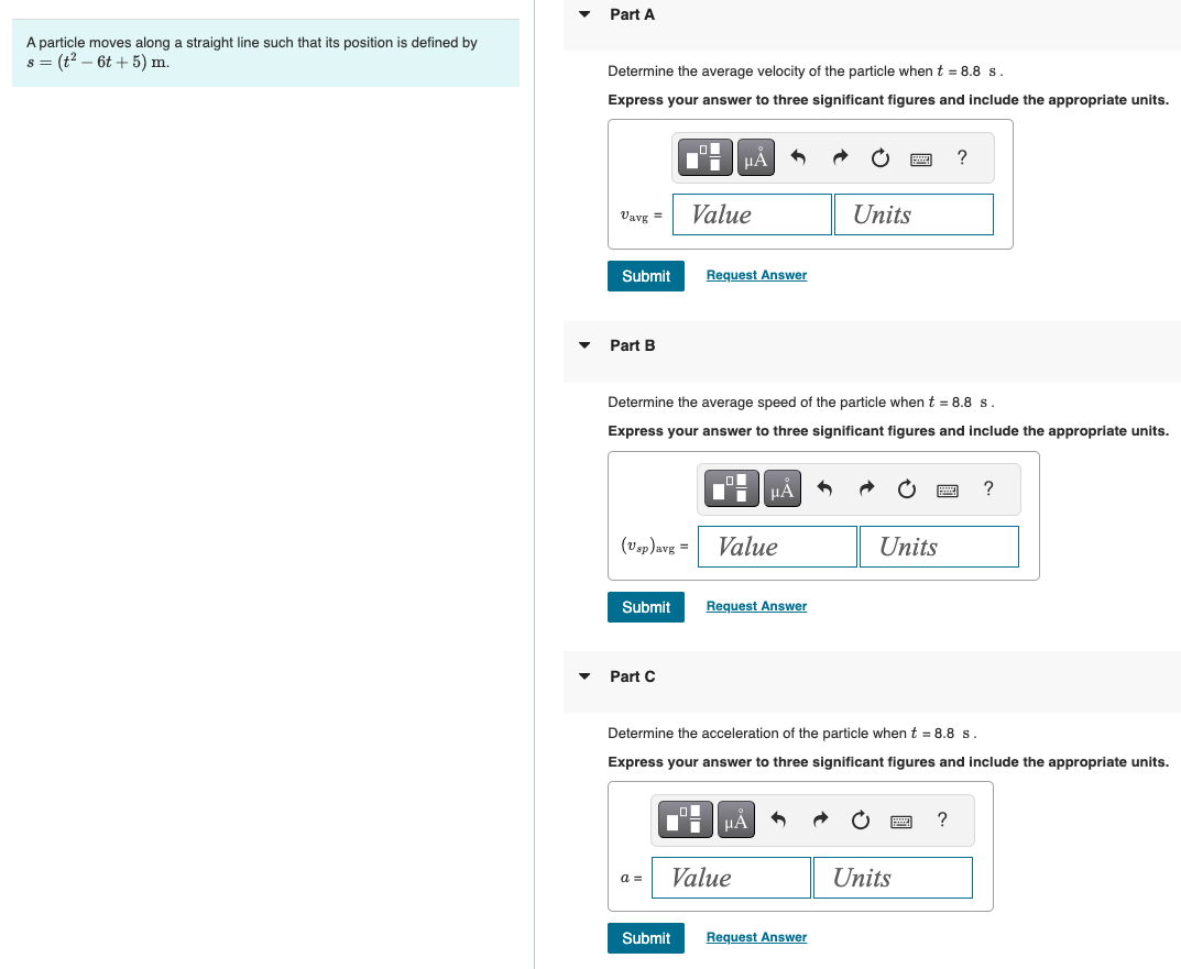 Part A A particle moves along a straight line