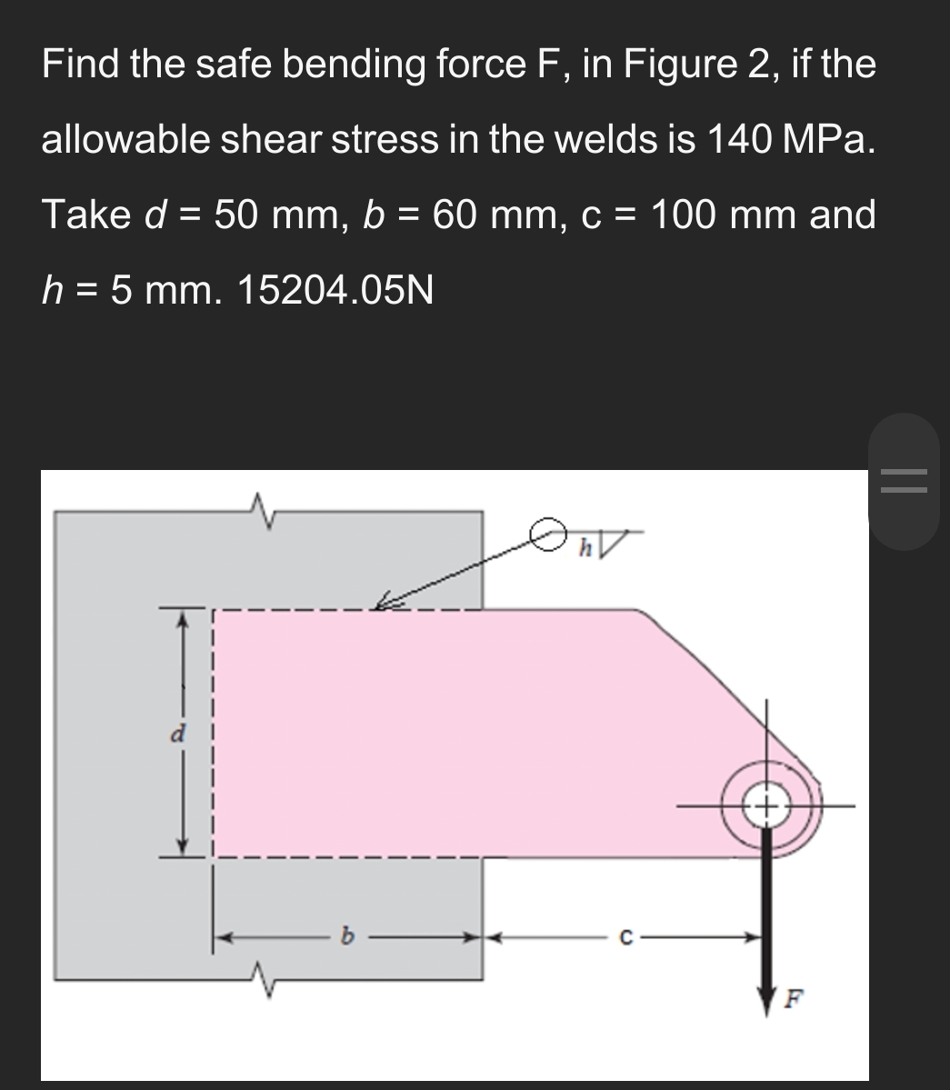 Find the safe bending force F , in Figure 2 , if