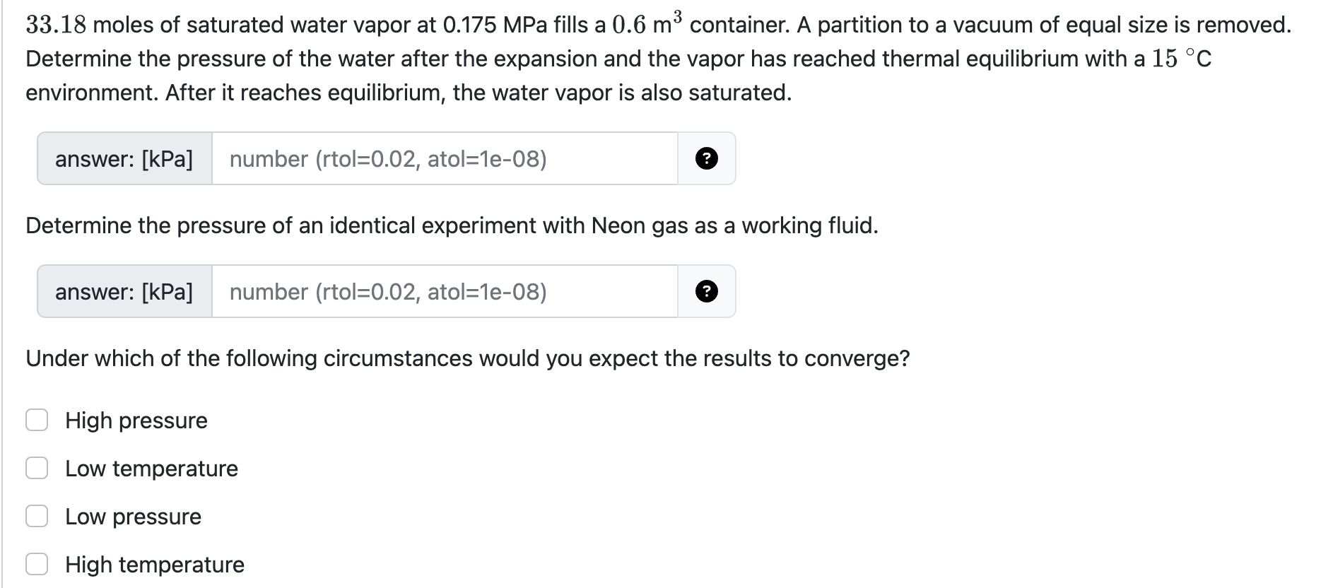 3 3 . 1 8 moles of saturated water vapor at 0 . 1