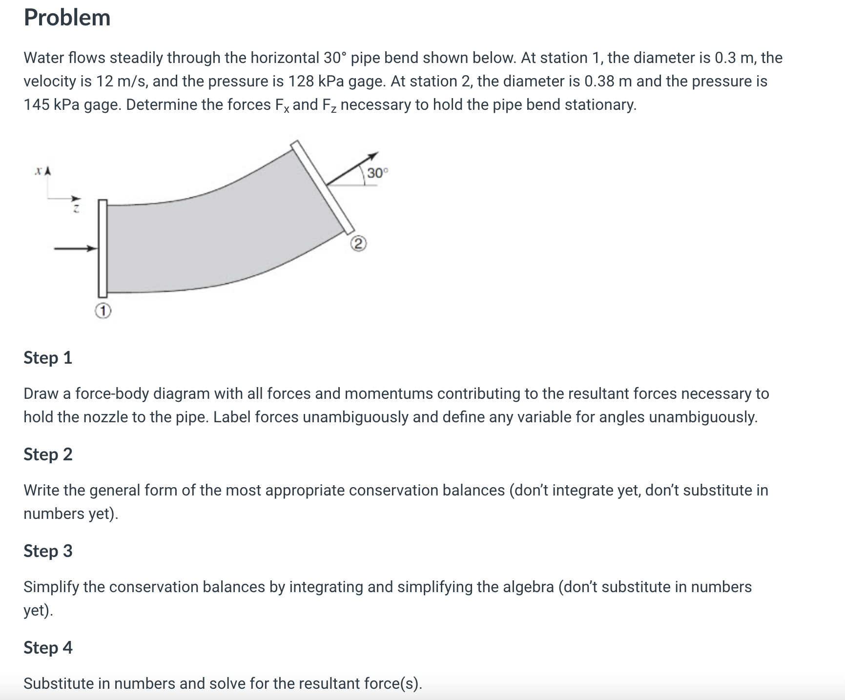 Problem Water flows steadily through the