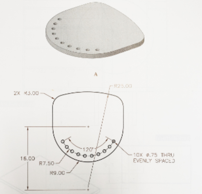 the seat is 1 " thick. Draw isometric solid on
