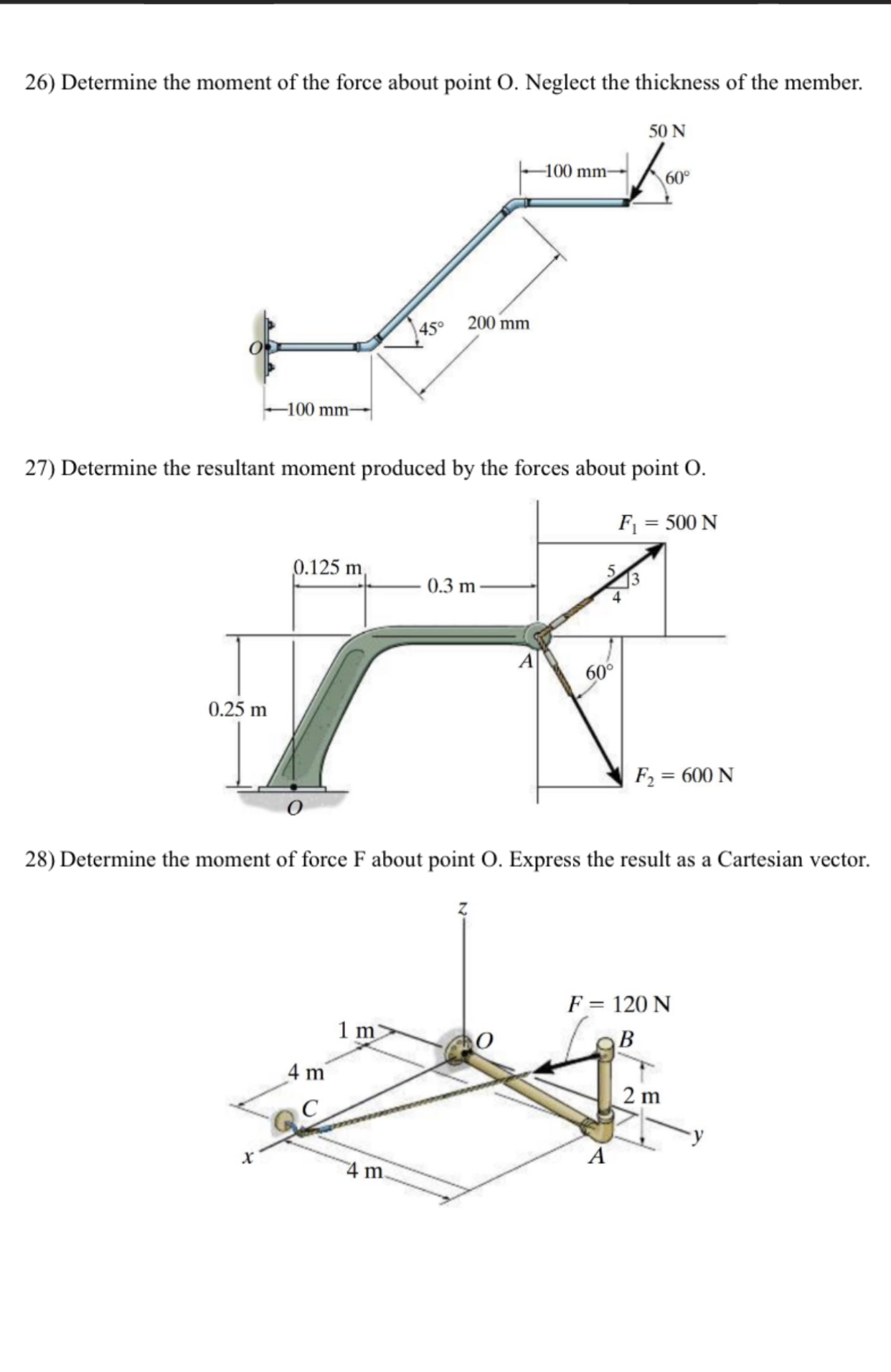 Determine the moment of the force about point O .