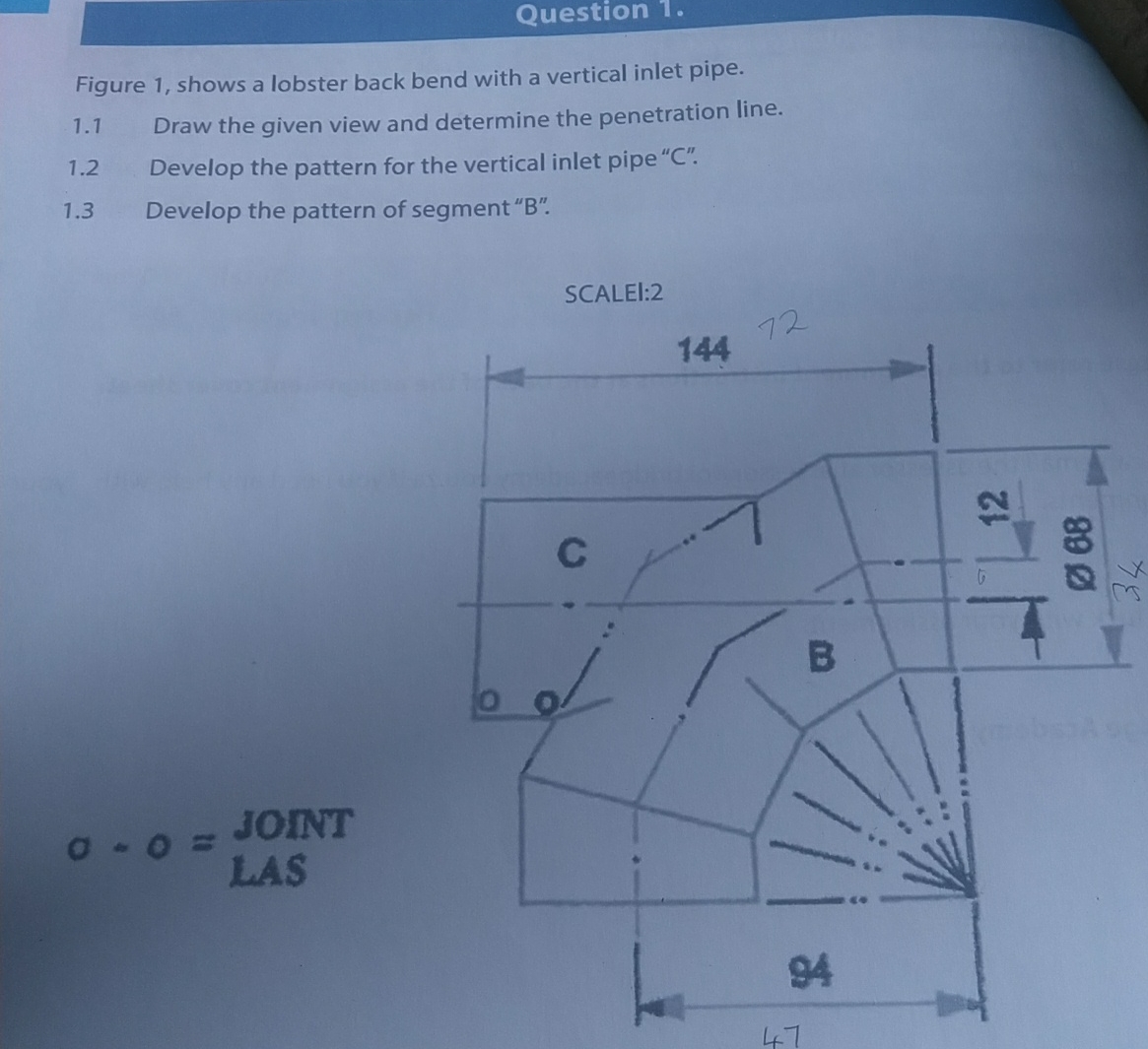 Question 1 . Figure 1 , shows a lobster back bend