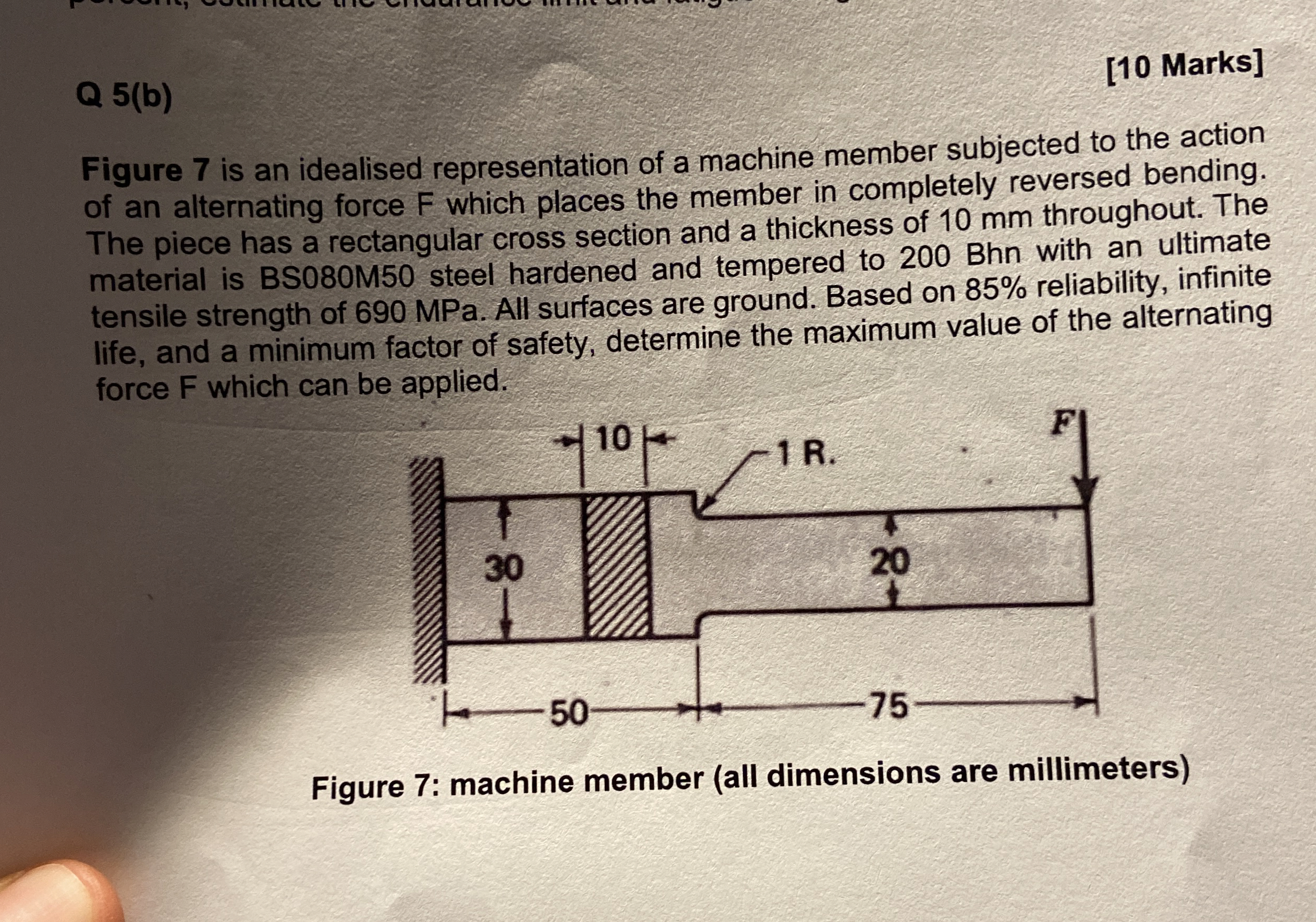 Q 5 ( b ) [ 1 0 Marks ] Figure 7 is an idealised
