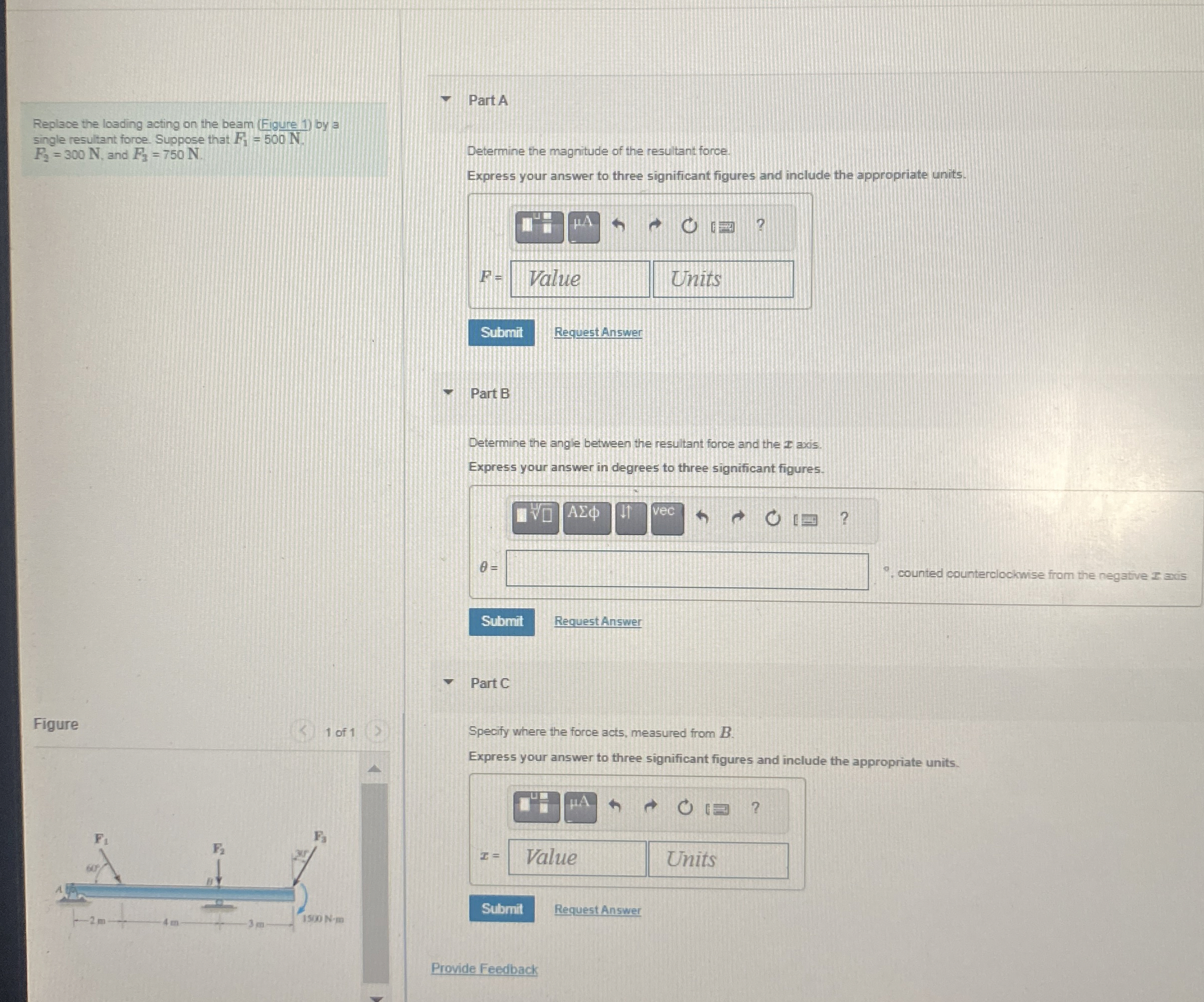 Replace the loading acting on the beam ( Figure 1