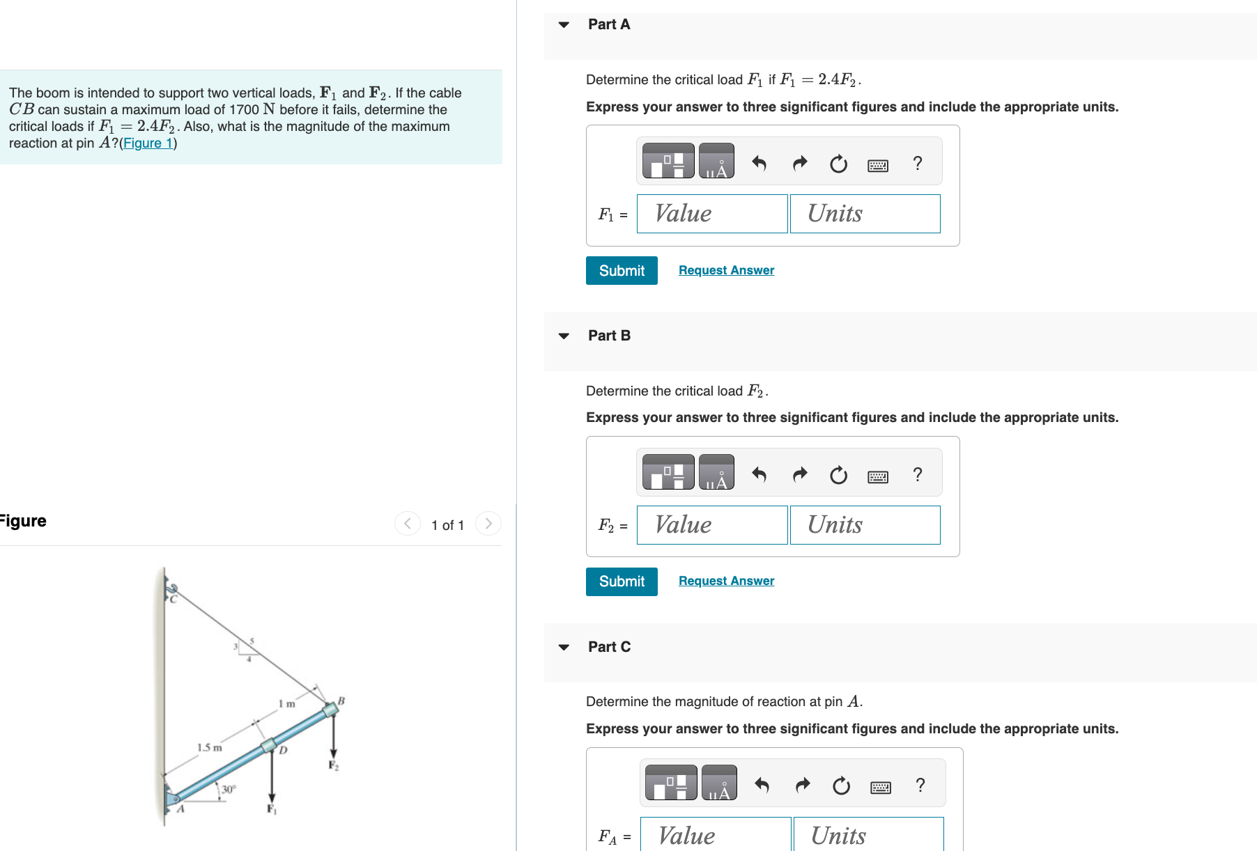 Part A The boom is intended to support two
