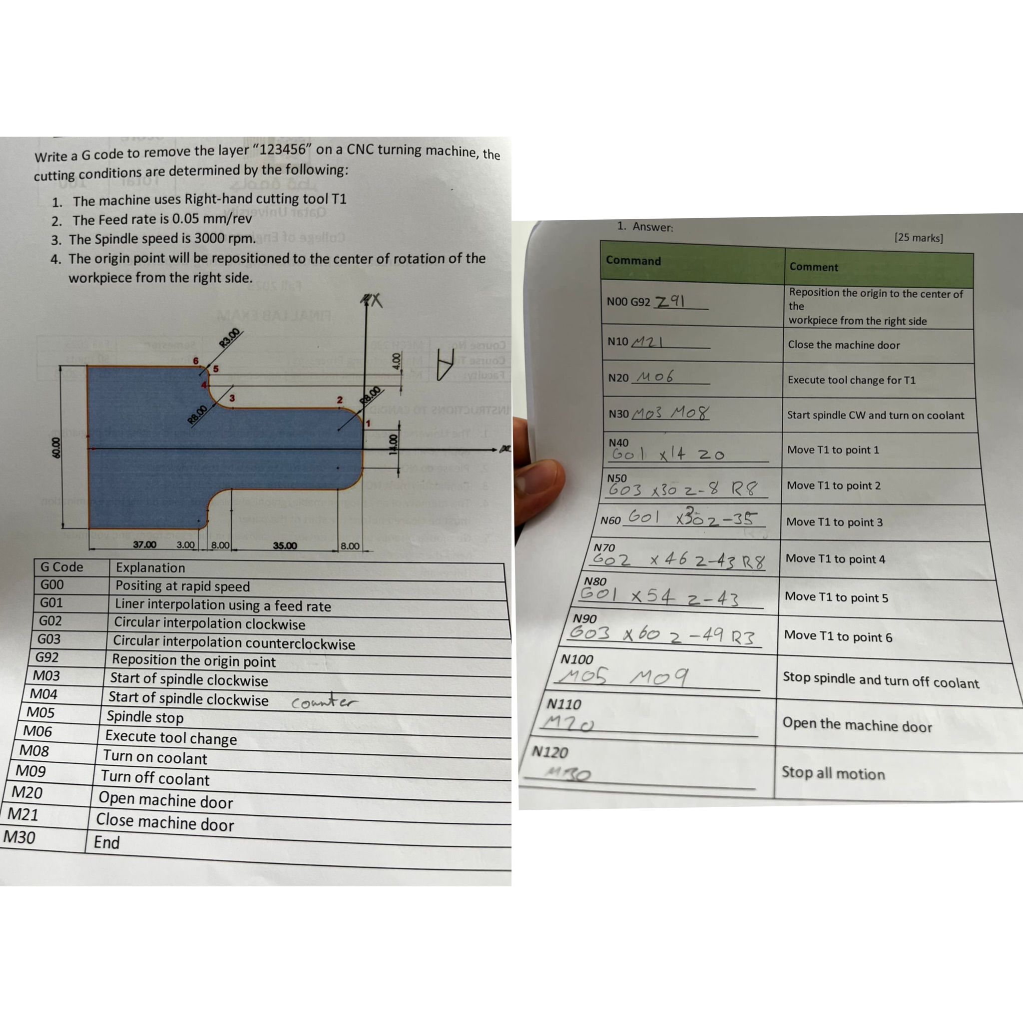 Write a G code to remove the layer " 1 2 3 4 5 6
