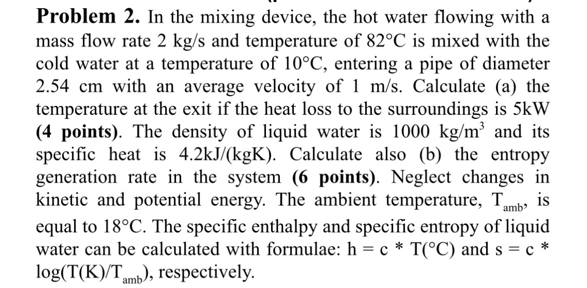 In the mixing device, the hot water flowing with