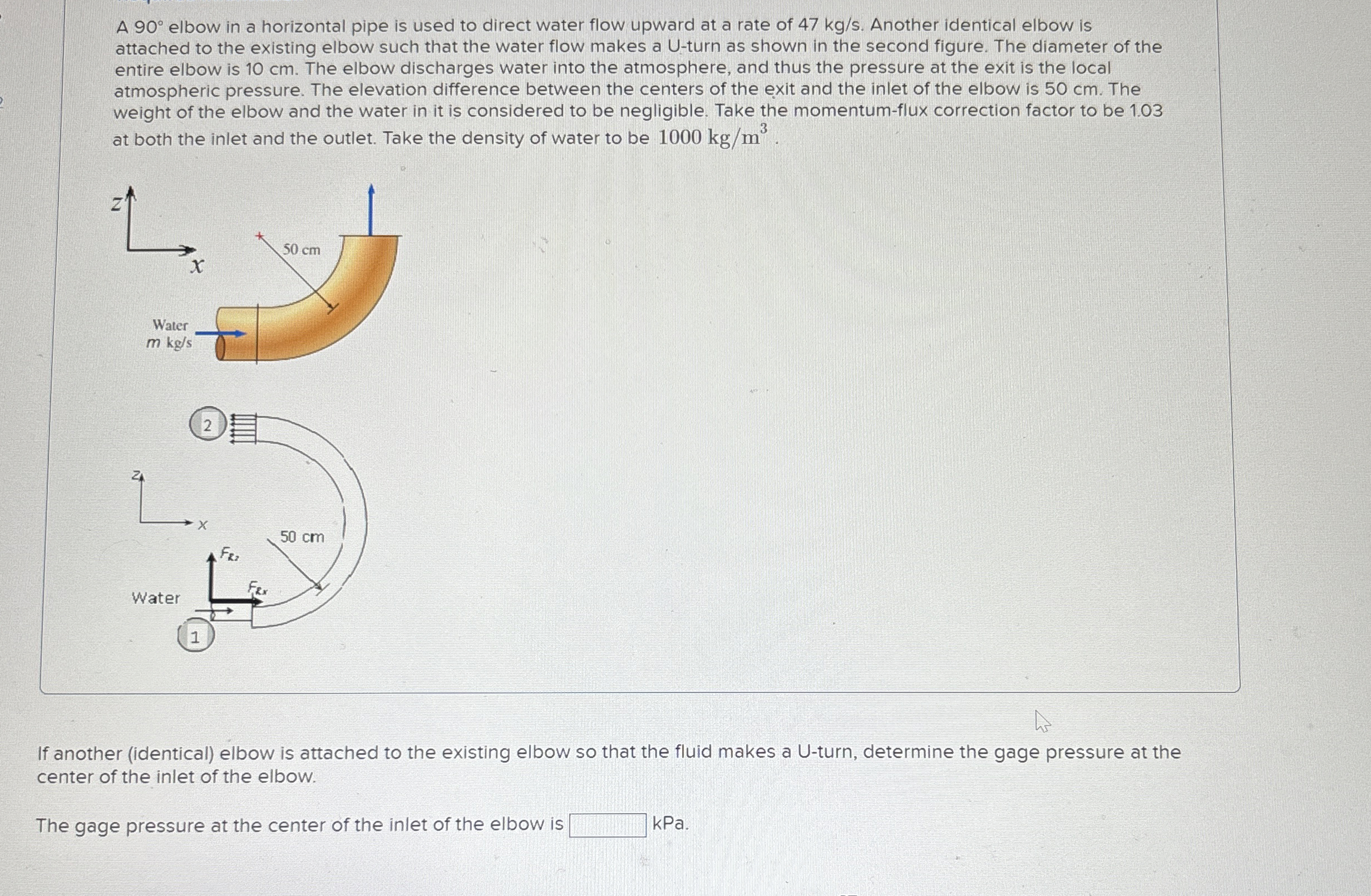 A 9 0 elbow in a horizontal pipe is used to