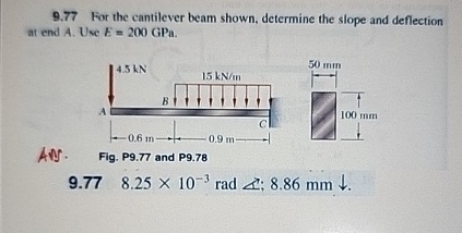 9 . 7 7 For the cantilever beam shown, determine