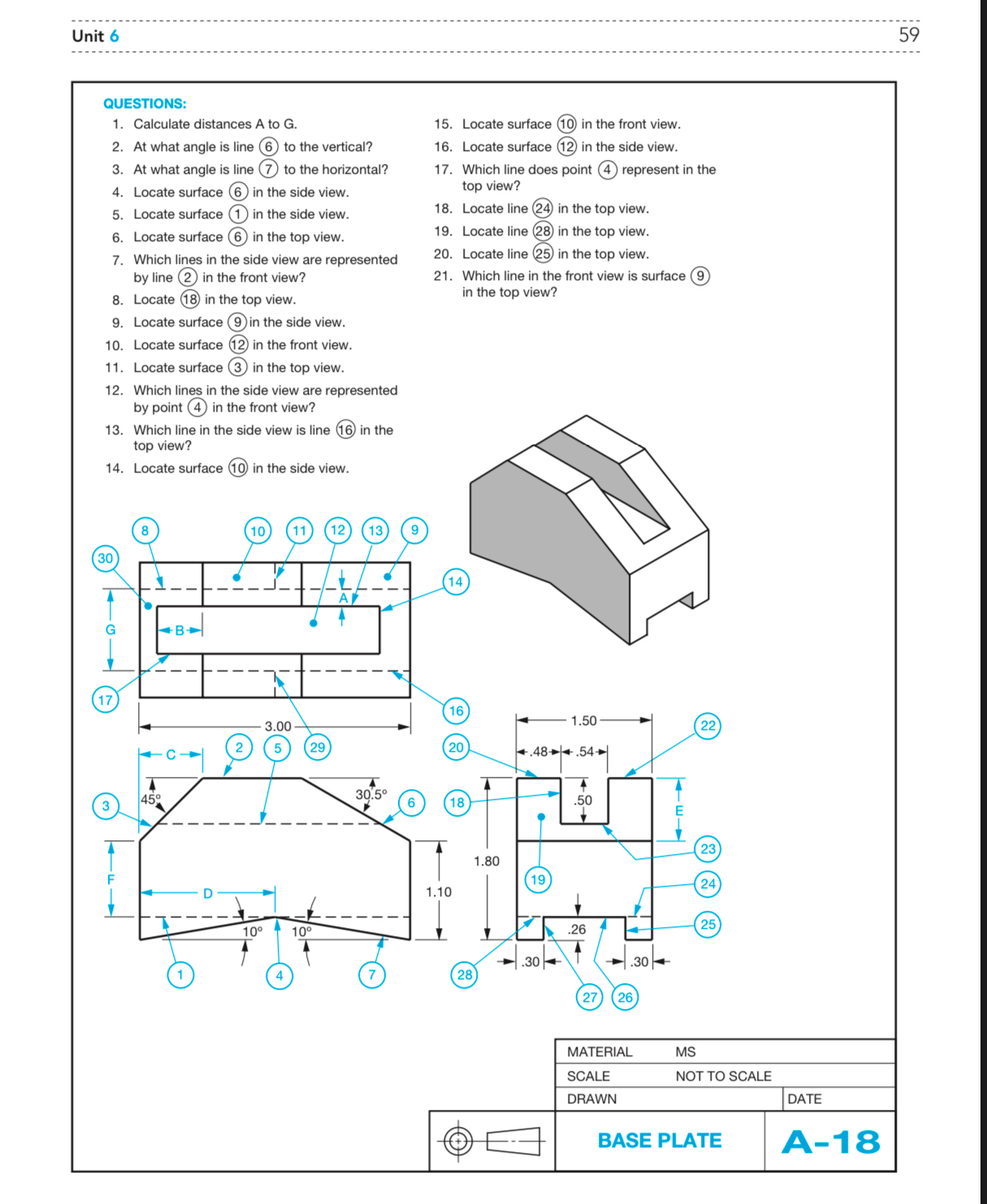 Unit 6 5 9 QUESTIONS: Calculate distances A to G