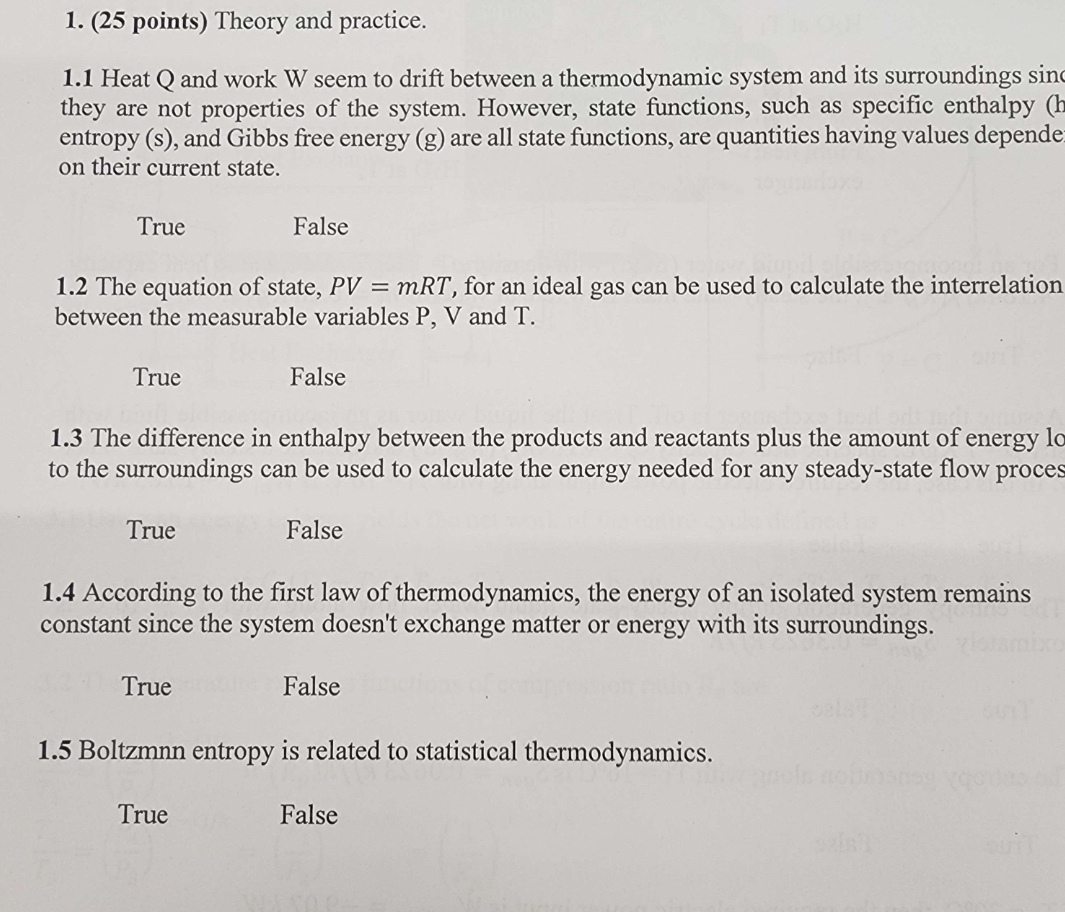( 2 5 points ) Theory and practice. 1 . 1 Heat Q