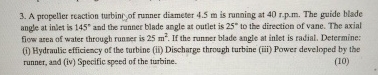 A propellet reaction turbinc of runner diameter 4
