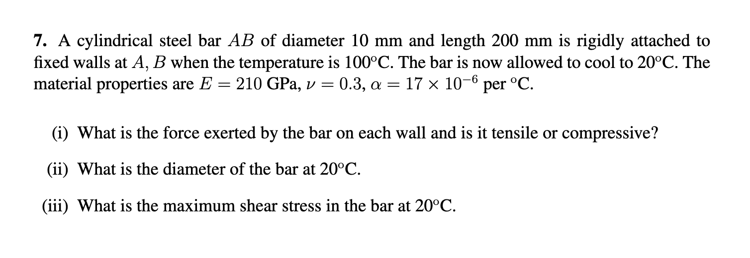 A cylindrical steel bar AB of diameter 1 0 mm and