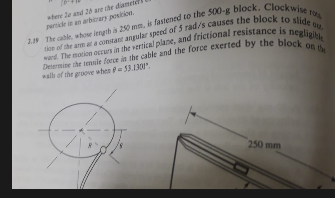 2 . 1 9 The cable, whose length is 2 5 0 mm , is
