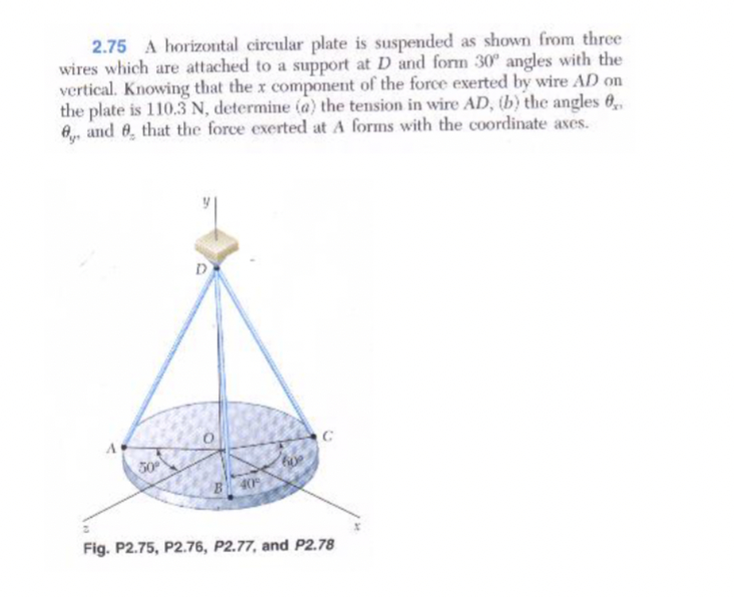 2 . 7 5 A horizontal circular plate is suspended
