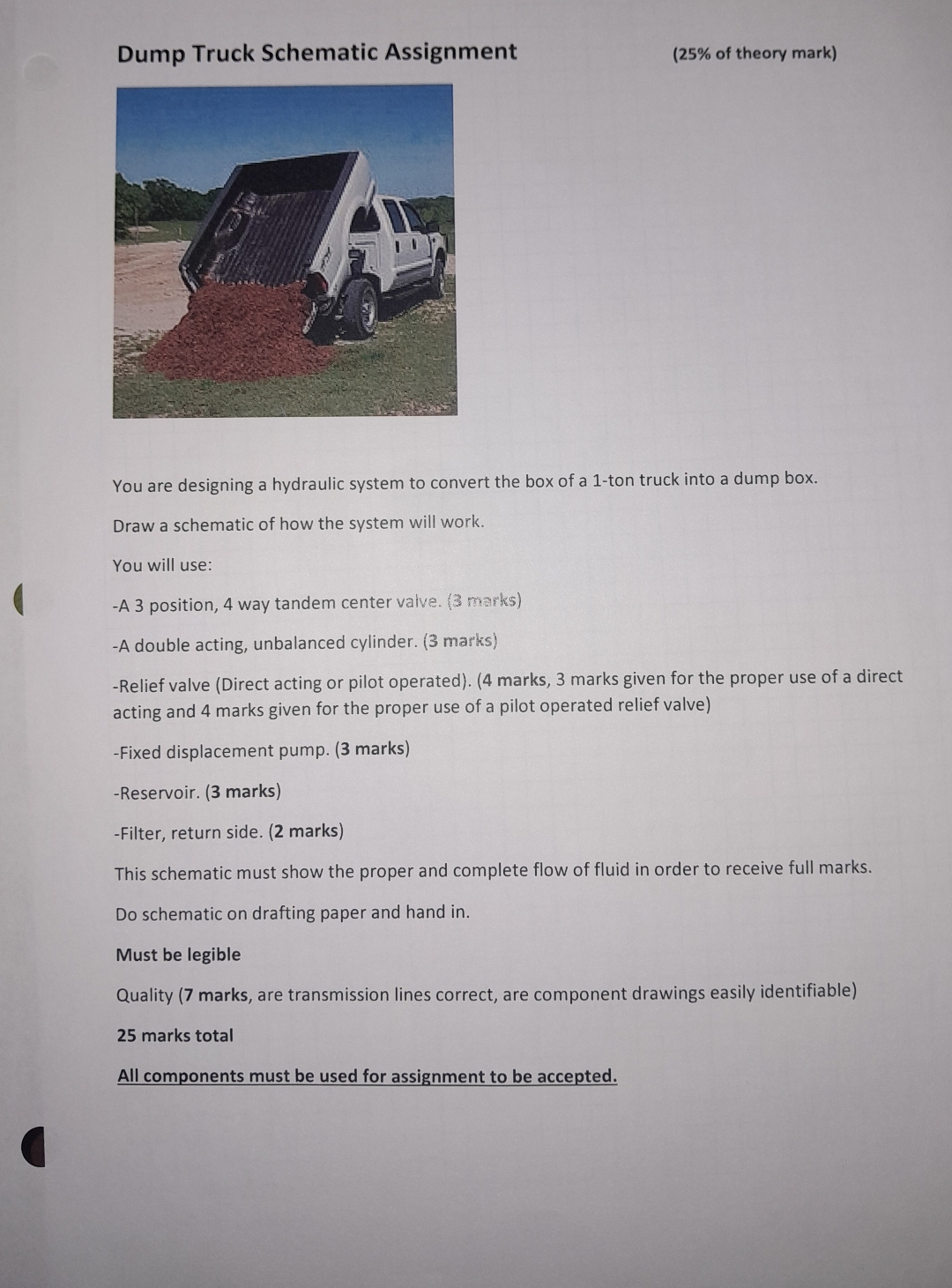 Dump Truck Schematic Assignment ( 2 5 % of theory