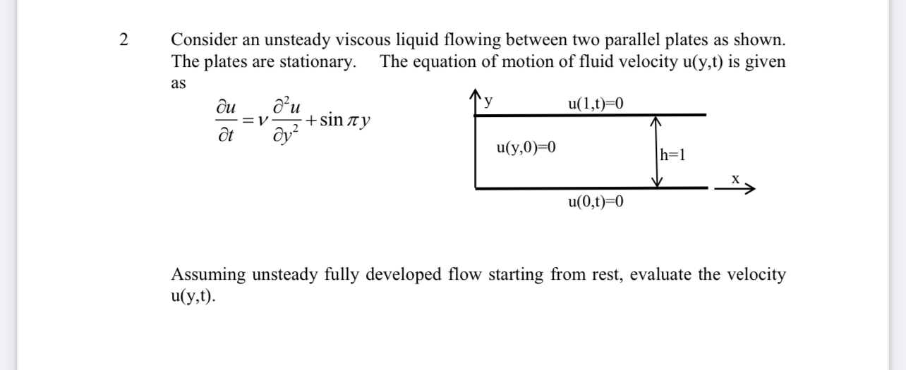 2 Consider an unsteady viscous liquid flowing