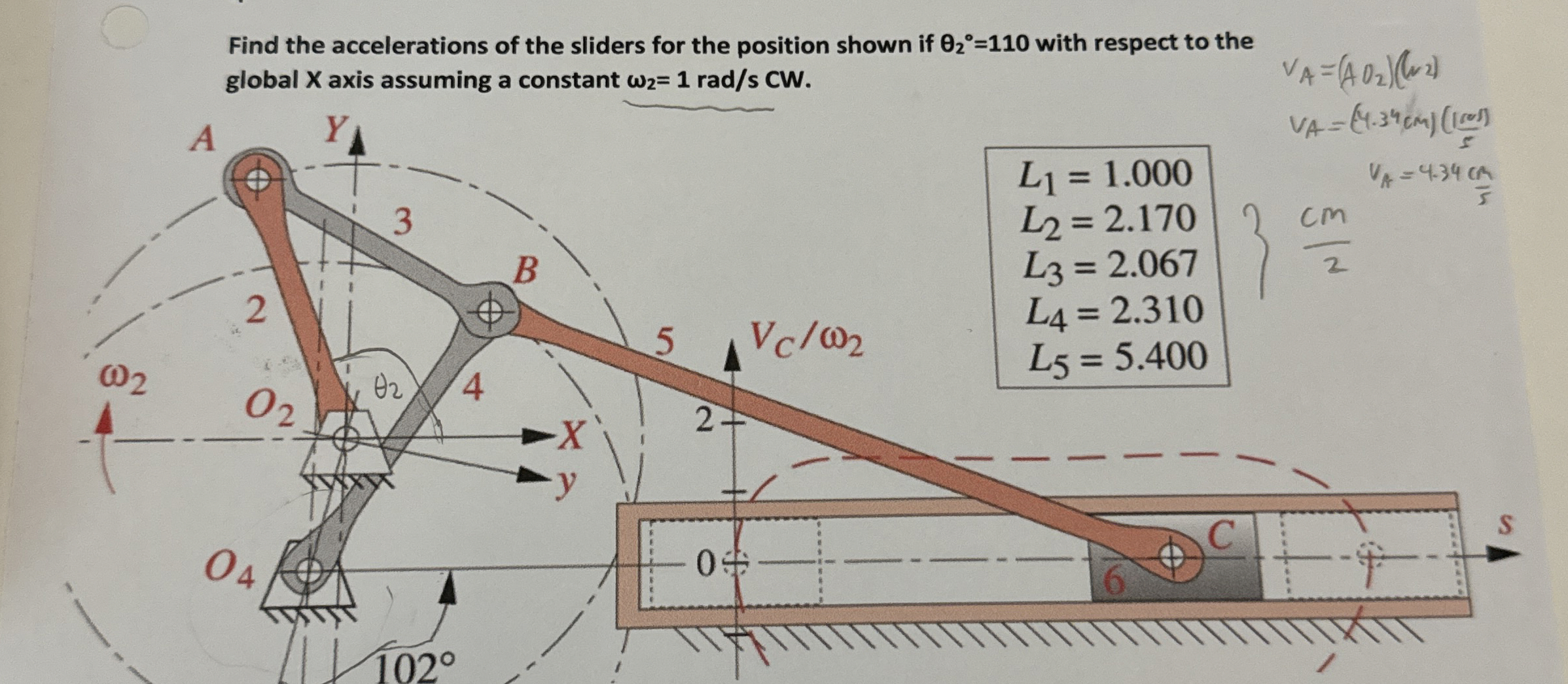 Find the accelerations of the sliders for the