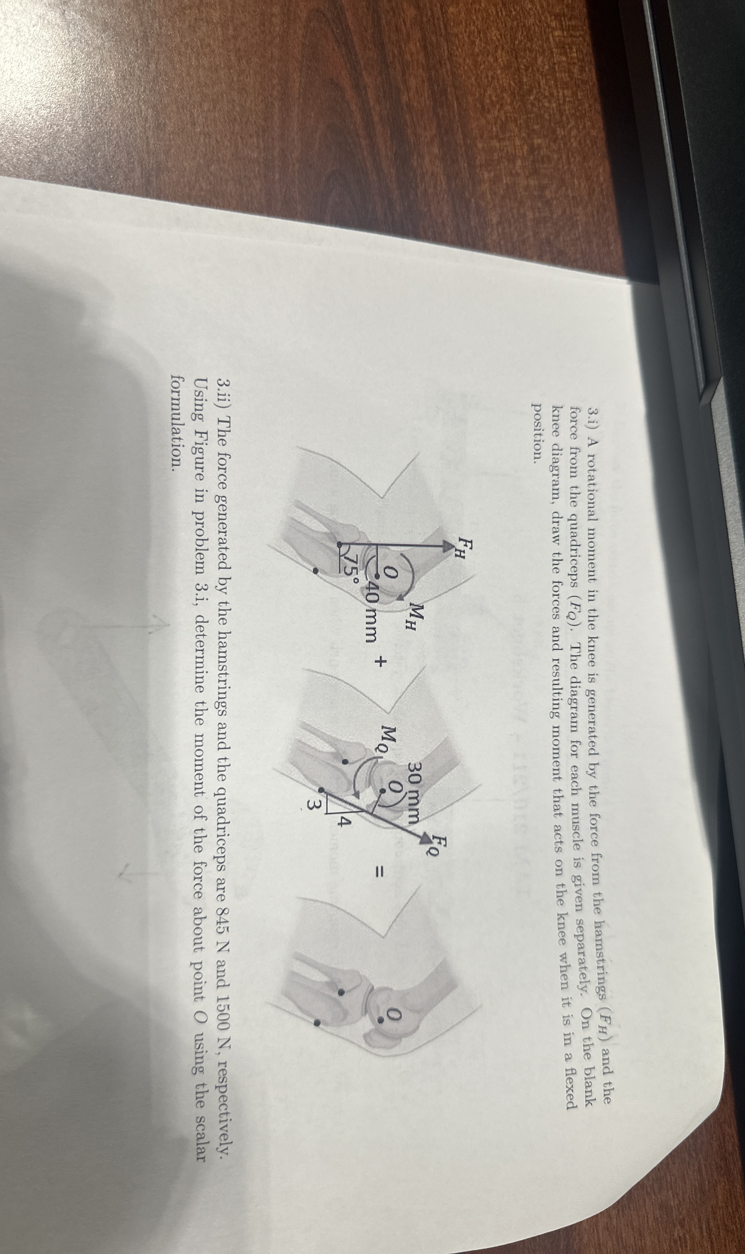 3 . i ) A rotational moment in the knee is