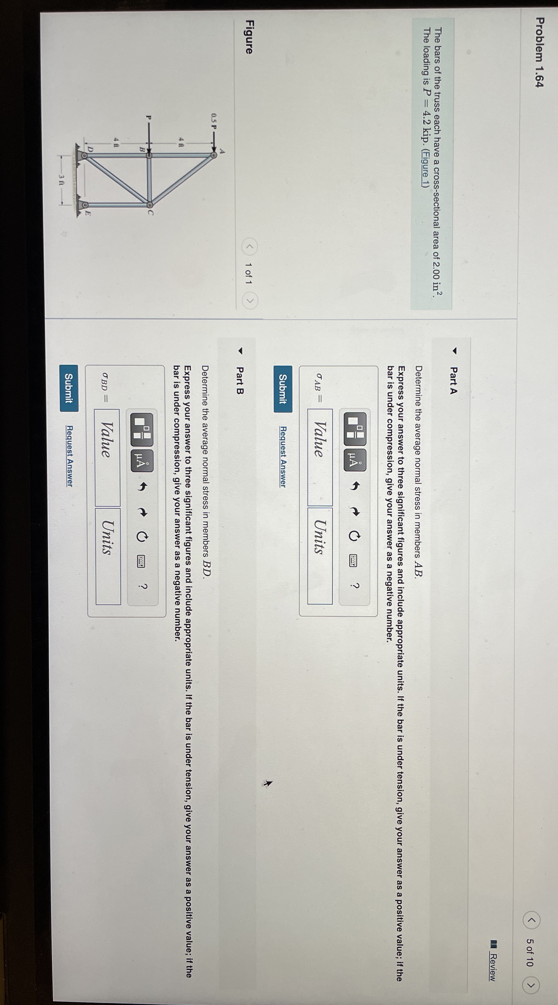 Part A The bars of the truss each have a cross -