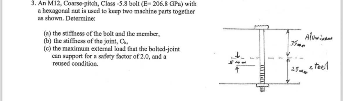 An M 1 2 , Coarse - pitch, Class - 5 . 8 bolt