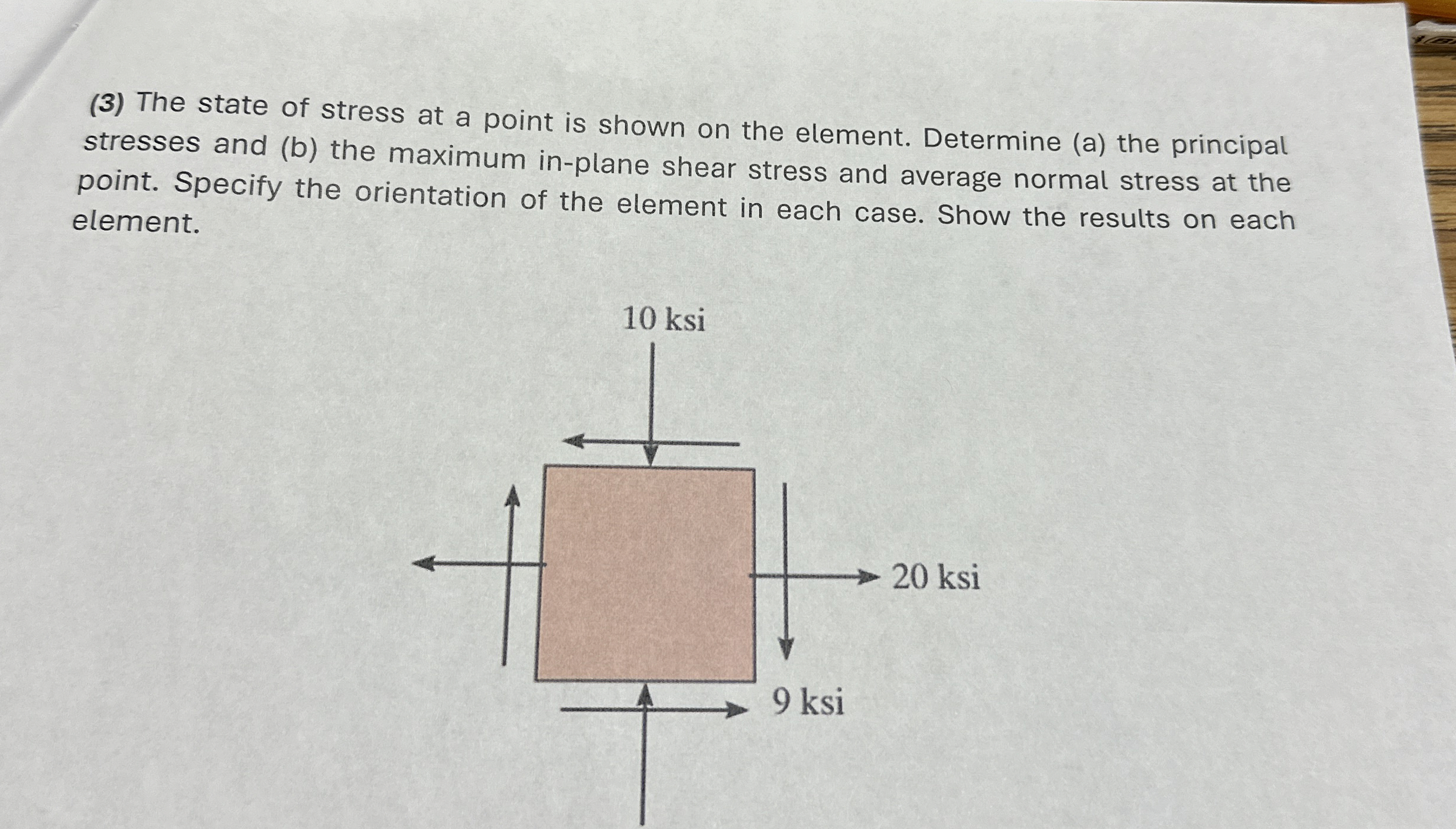 ( 3 ) The state of stress at a point is shown on