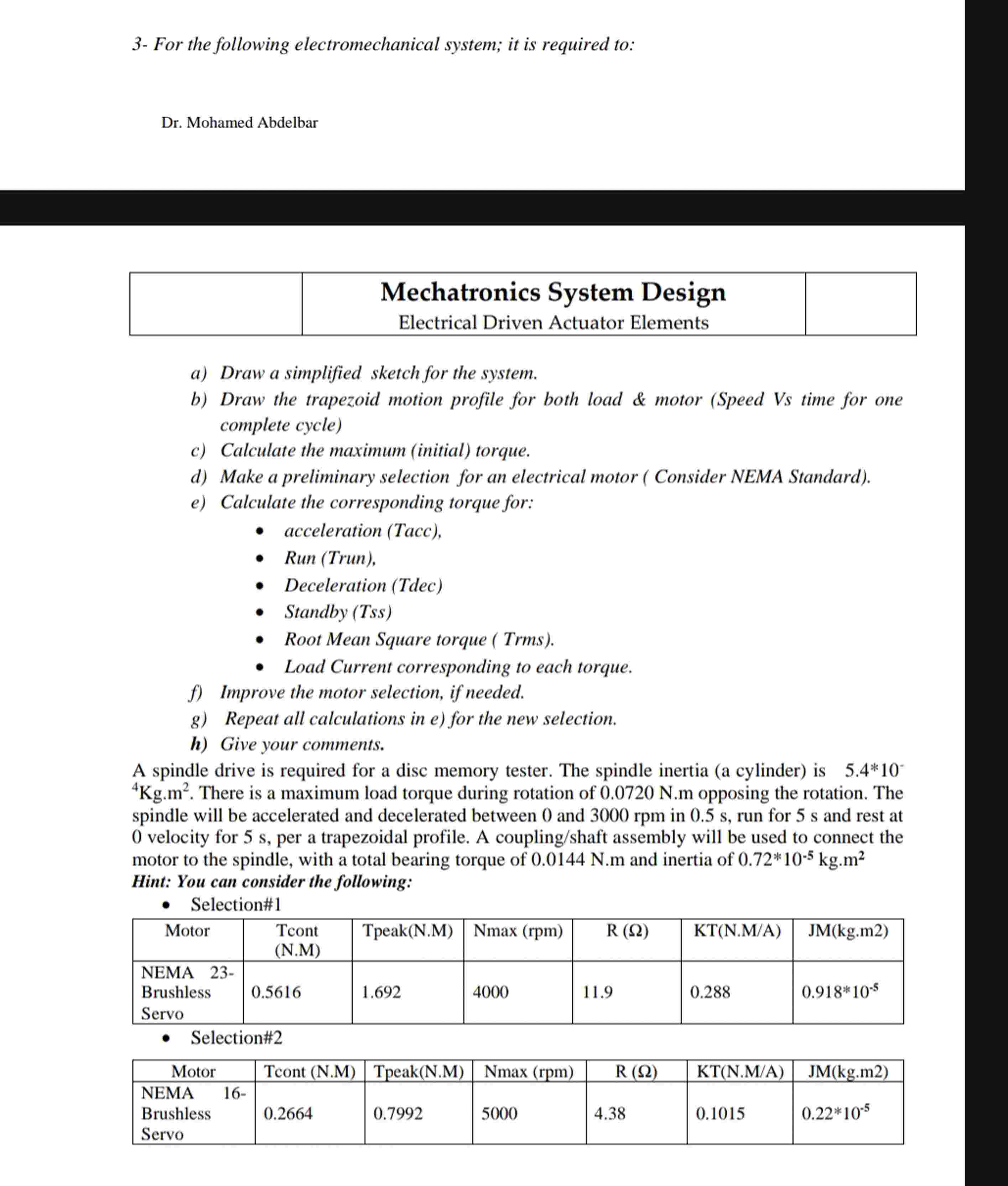 Mechatronics System Design Electrical Driven
