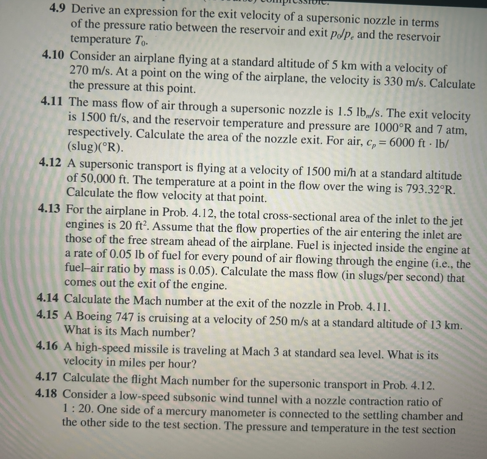 Calculate the flight Mach number for the