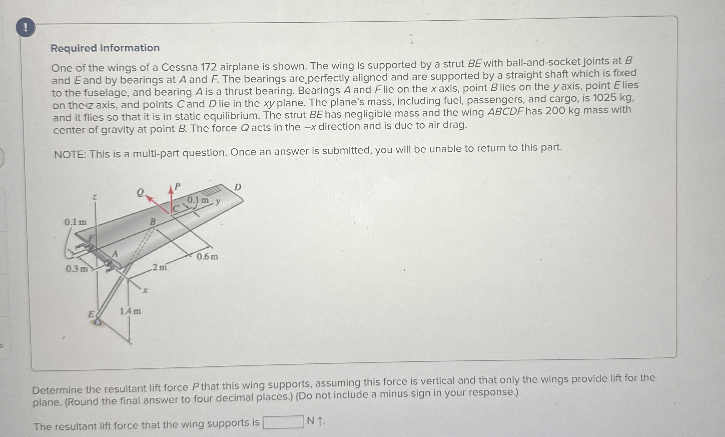 Required information One of the wings of a Cessna
